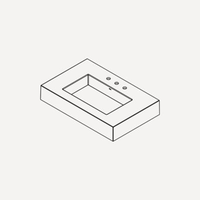 36%22 X 23%22, Center, Matte White, 3 Hole